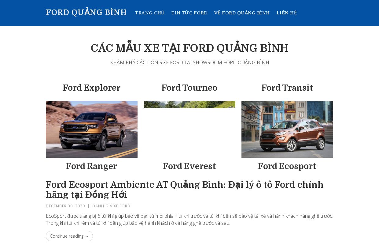 Ford Quảng Bình - Đại lý uy quyền chính thức của Ford Việt Nam